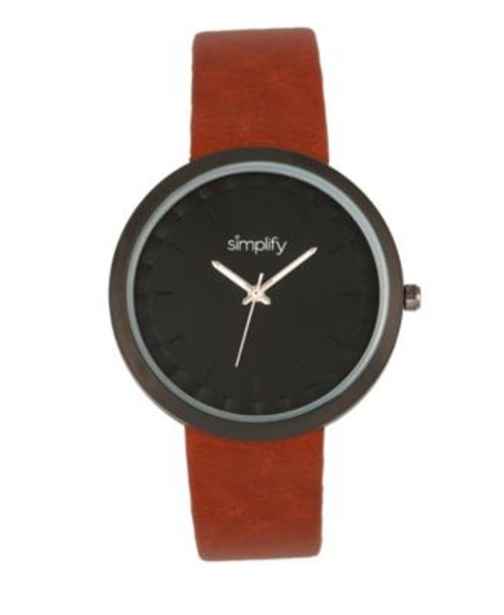 Simplify Quartz Unisex The 6000 Light Brown Leatherette Watch 43mm Minimalist
